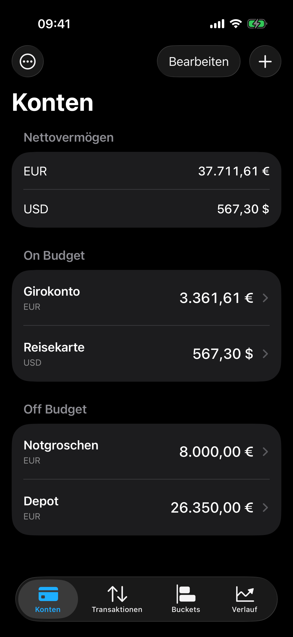 Die Kontenübersicht in FinanceNest